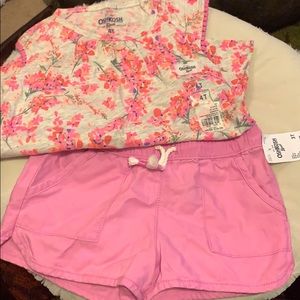 Girls Oshkosh pink and white summer outfit